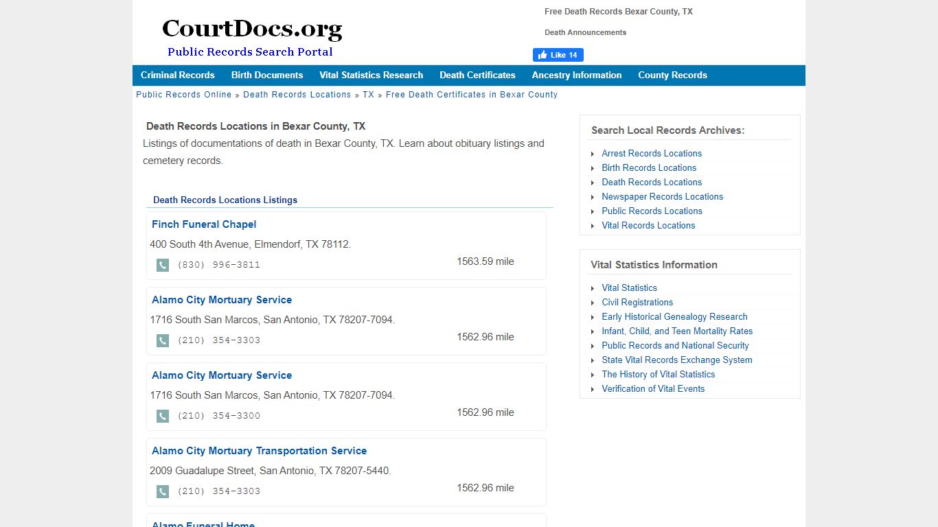 Free Death Records Bexar County, TX - Death Announcements